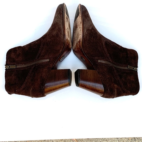 Frye Renee Seam Short Ankle Bootie Distressed Size 8.5 Western Brown Boots - Picture 6 of 14